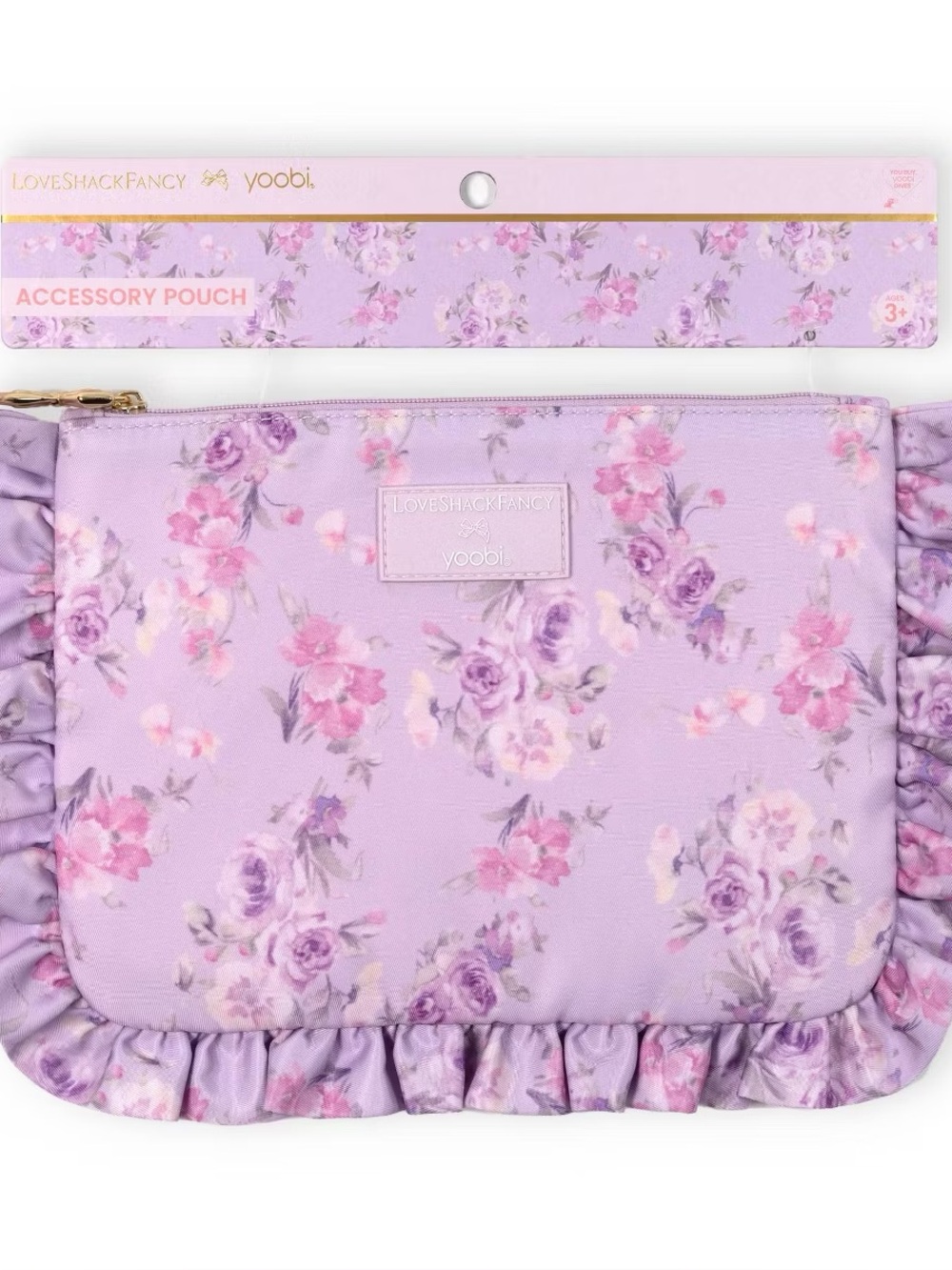 LoveShackFancy Target Yoobi Happy Thoughts Zip Pencil Case with Ruffles Purple